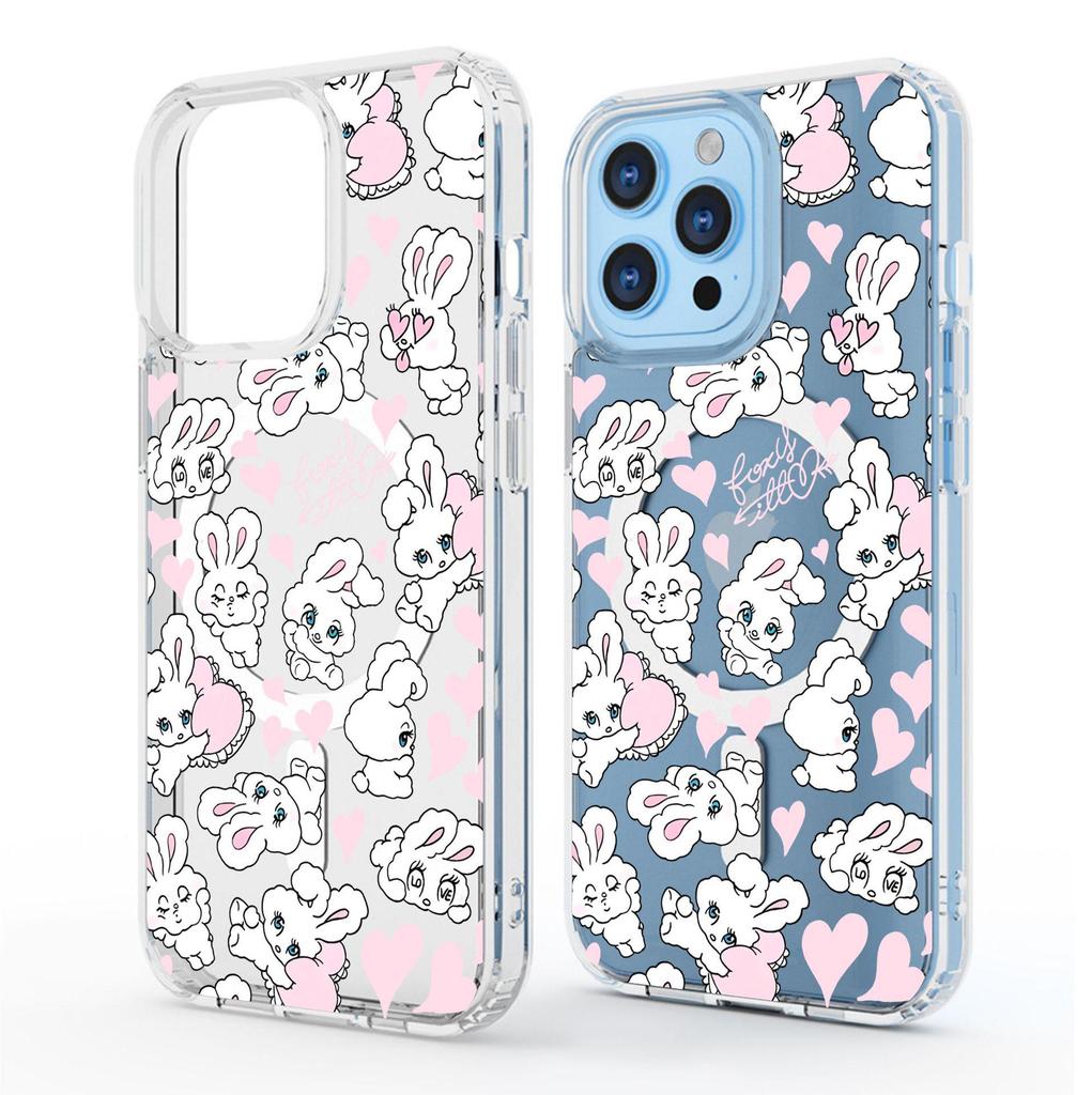 Many Little Rabbits Magnetic Protective Case for iPhone 13/14/15/16/17 Pro Max