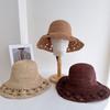 Summer Raffia Straw Sun Hat for Women Wide Brim Floral Crochet Beach Hat 100% Natural Staw Bucket Hats