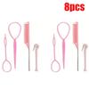 4/8pcs Hair Loop Tool Set  French Braid Tool Loop  Rat Tail Comb  Elastic Hair Rubber Bands Remover Cutter