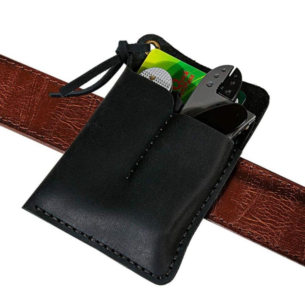Genuine Leather Leather EDC Organizer Black/Brown Belt Clip Outdoor Tool Pouch Multifunctional 3 Pockets EDC Pouch Pocket
