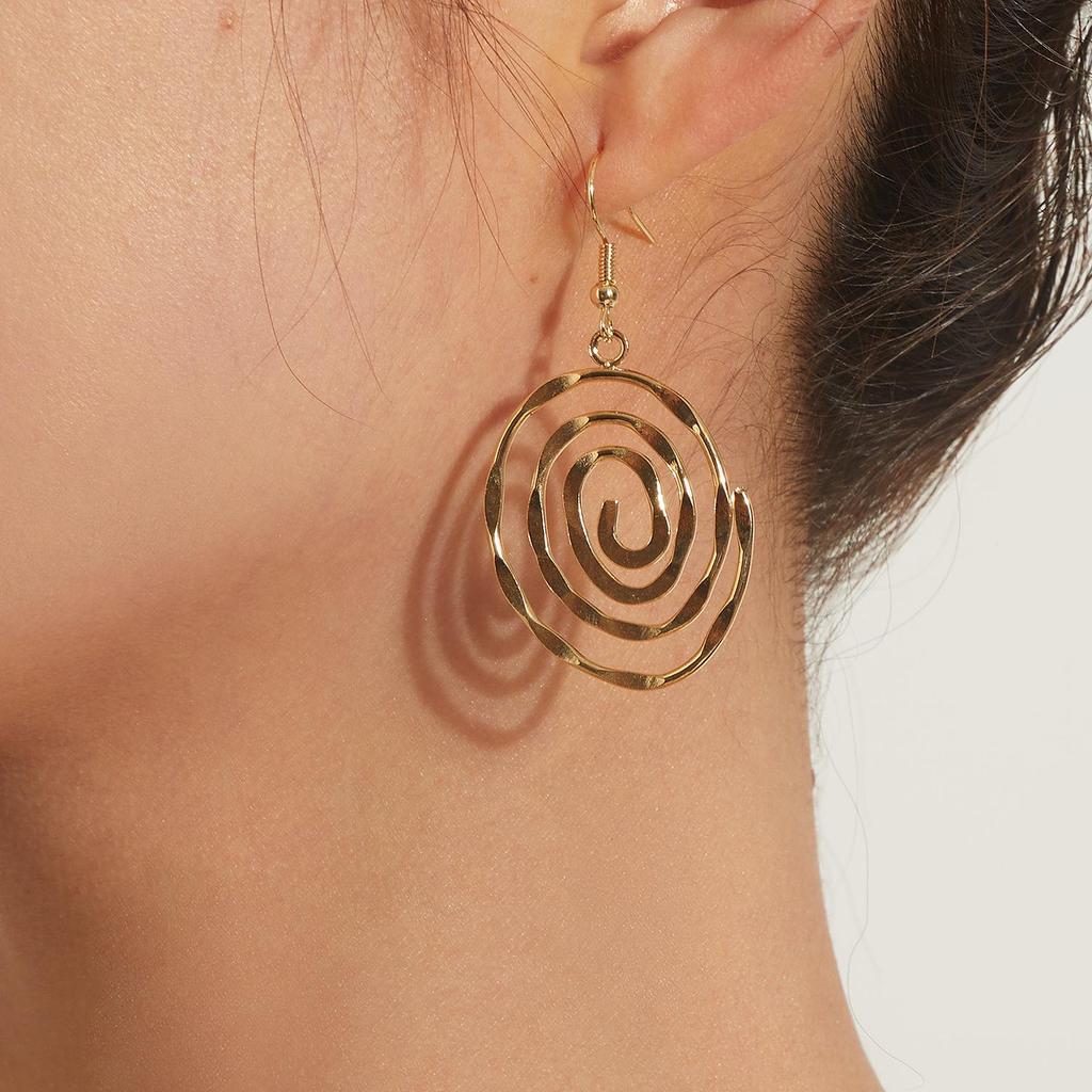 Stylish Hollow Vortex Earrings - Elegant European & American Design for Women