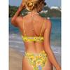 Micro Bikini Sexy Floral Print Push Up Swimsuit Women Halter Cut Out Beach Bathing Suit Thong Swimwear