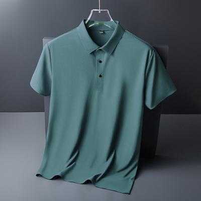 Polo informal de negocios de color sólido sin costuras de seda de hielo de verano para hombre