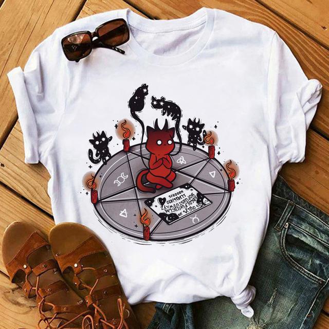Tricou Satan Demon Moarte înfricoșător Tricou cu imprimeu cu demoni pentru femei Tricou cu desene animate Grim Reaper Baphomet