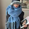 High-End Women's Mohair Scarf – Pure Color, Thick, Warm, All-Match, Korean Style for Autumn/Winter 2024