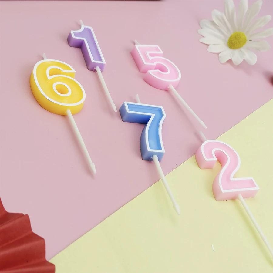 Candy Colored Happy Birthday Number Candle Children's Party Creative Cartoon Jelly Colored Valentine's Day Activity Candle