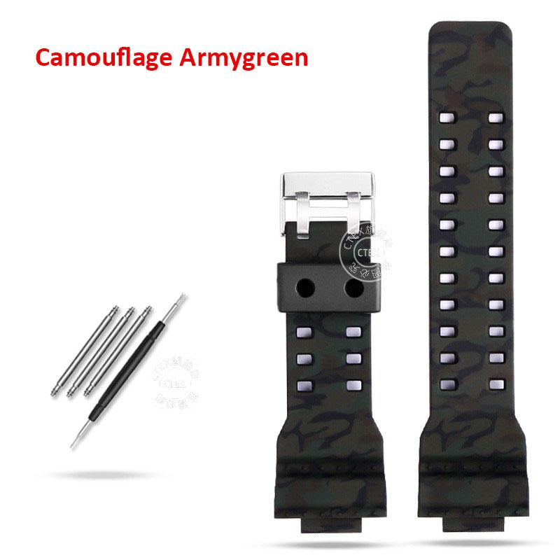 

16mm Silicone Watchband For Casio G-Shock GA-110 GA-100 GA-120 GA-900 Camouflage Rubber Waterproof Men Watch Strap Bracelet 16mm