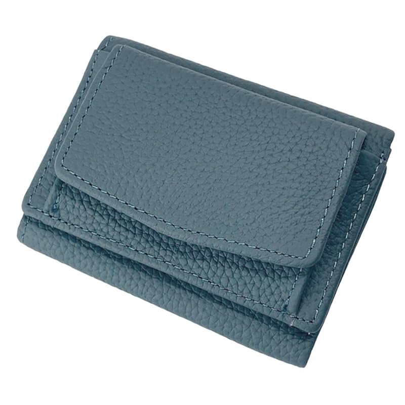 

fancywonderland wallet mini wallet genuine leather coin purse card case Skimming prevention ladies men s (denim blue)