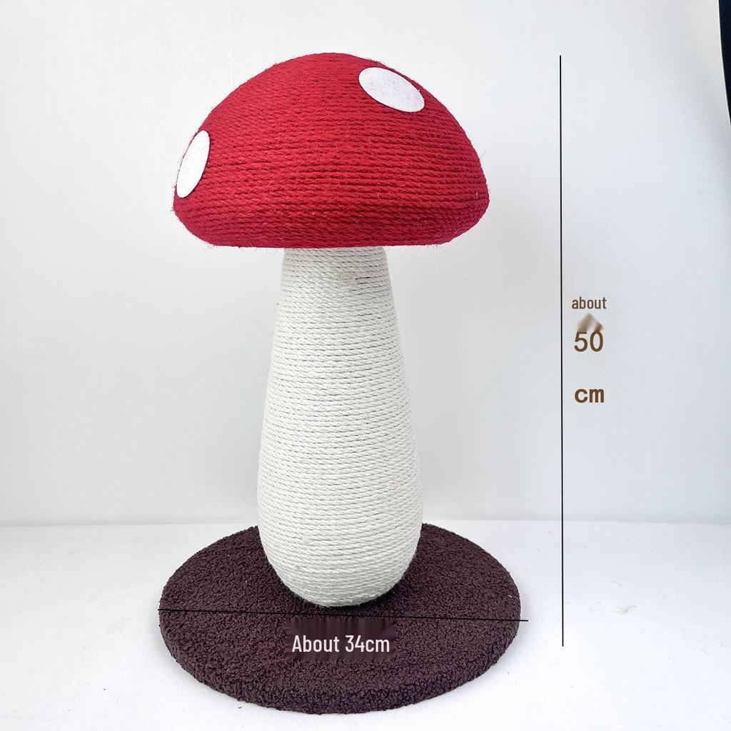 Compact Red Umbrella Cat Tree with Sisal Mushroom Scratch Board - No Shedding, Ideal for Small Cats, Claw Maintenance, and Space-Saving Playtime