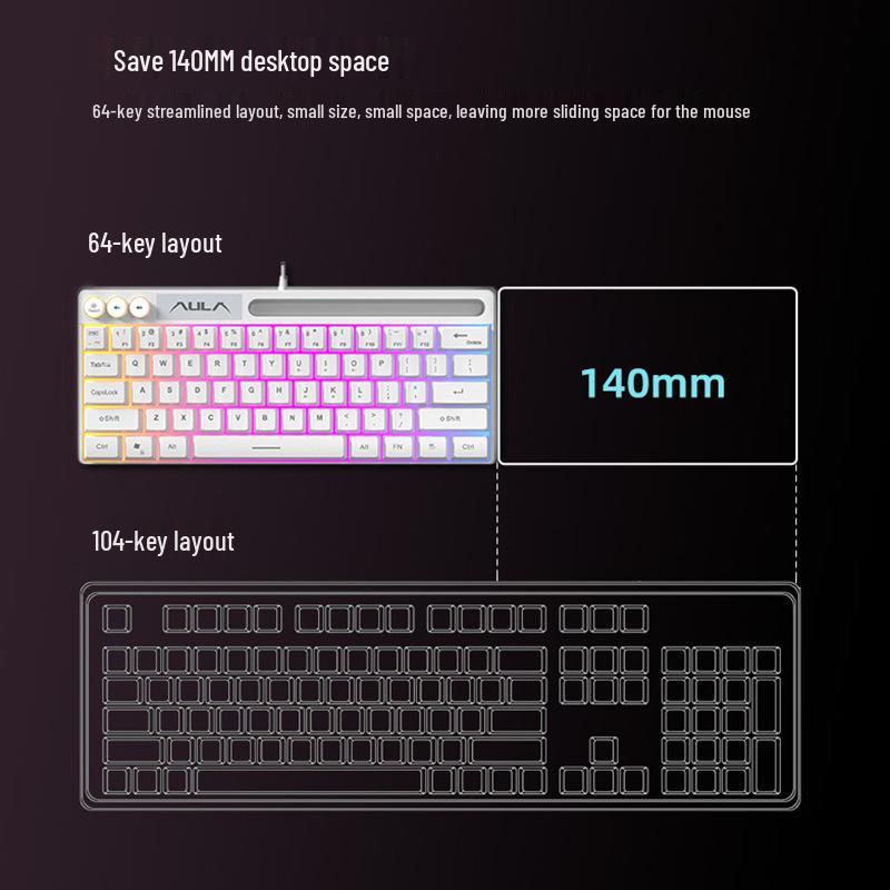Tarantula F3061 Mini Kabelgebundene Stille Gaming-Tastatur für Laptops und Büros