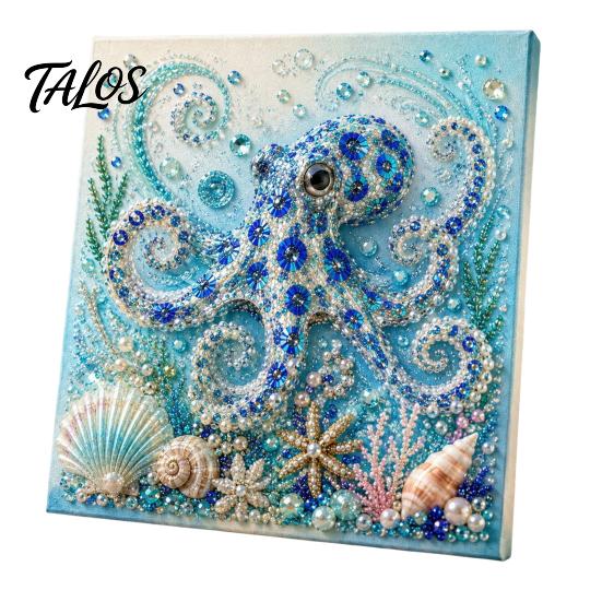 3D Strasssteine Bastelset Meeresschildkröte Oktopus DIY Perlenmalerei Set, Ozean Thema Diamant Malerei Entspannende Erwachsenen Sets Set für Erwachsene Anfänger, Perlen Alles-Perlen