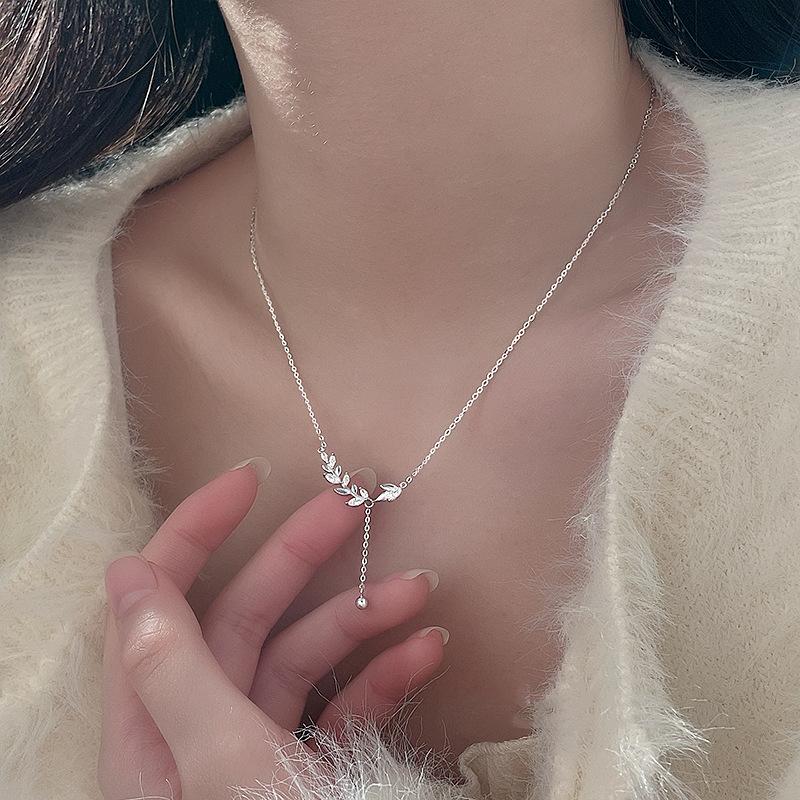 Simple Wind Round Bead Fringed Necklace Female Collarbone Chain Cold Wind Gift Adjustable Choke Neck Chain Female