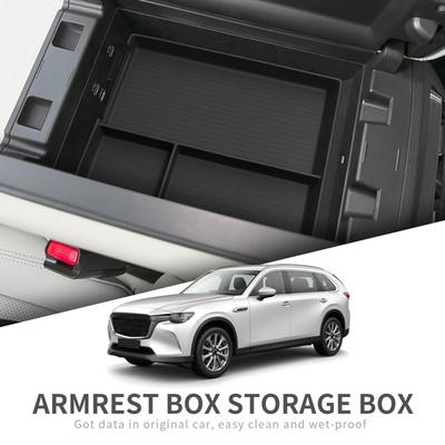 For Mazda CX-80 CX80 Right Rudder Armrest Storage Box Silicone Car Tray Organizers Accessories Tidying Black