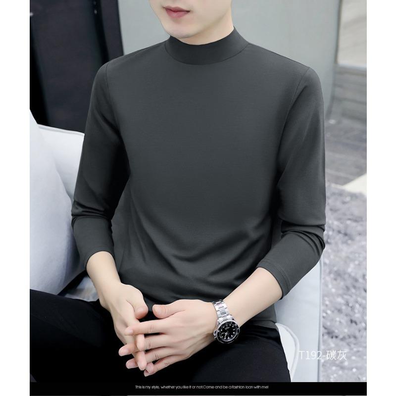 Men S Cotton Half High Neck Long Sleeve Loose Fit T Shirt