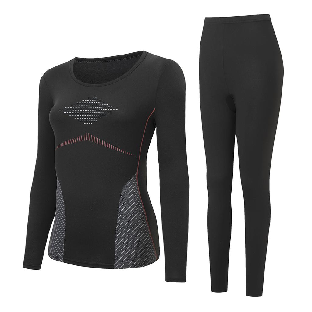 2-piece Autumn And Winter Women's Printed Long Sleeved Pants Warm Suit Casual Sports Slim Fit Base Suit Comfortable Home Wear