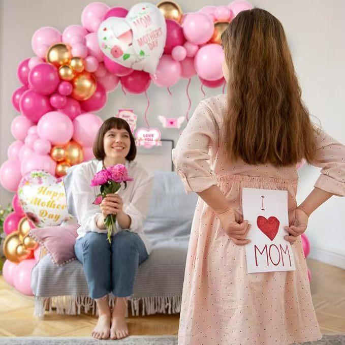 Mother'S Day Balloon Arch Kit Mother'S Day Hot Pink Gold Balloon Happy Mother'S Day Birthday