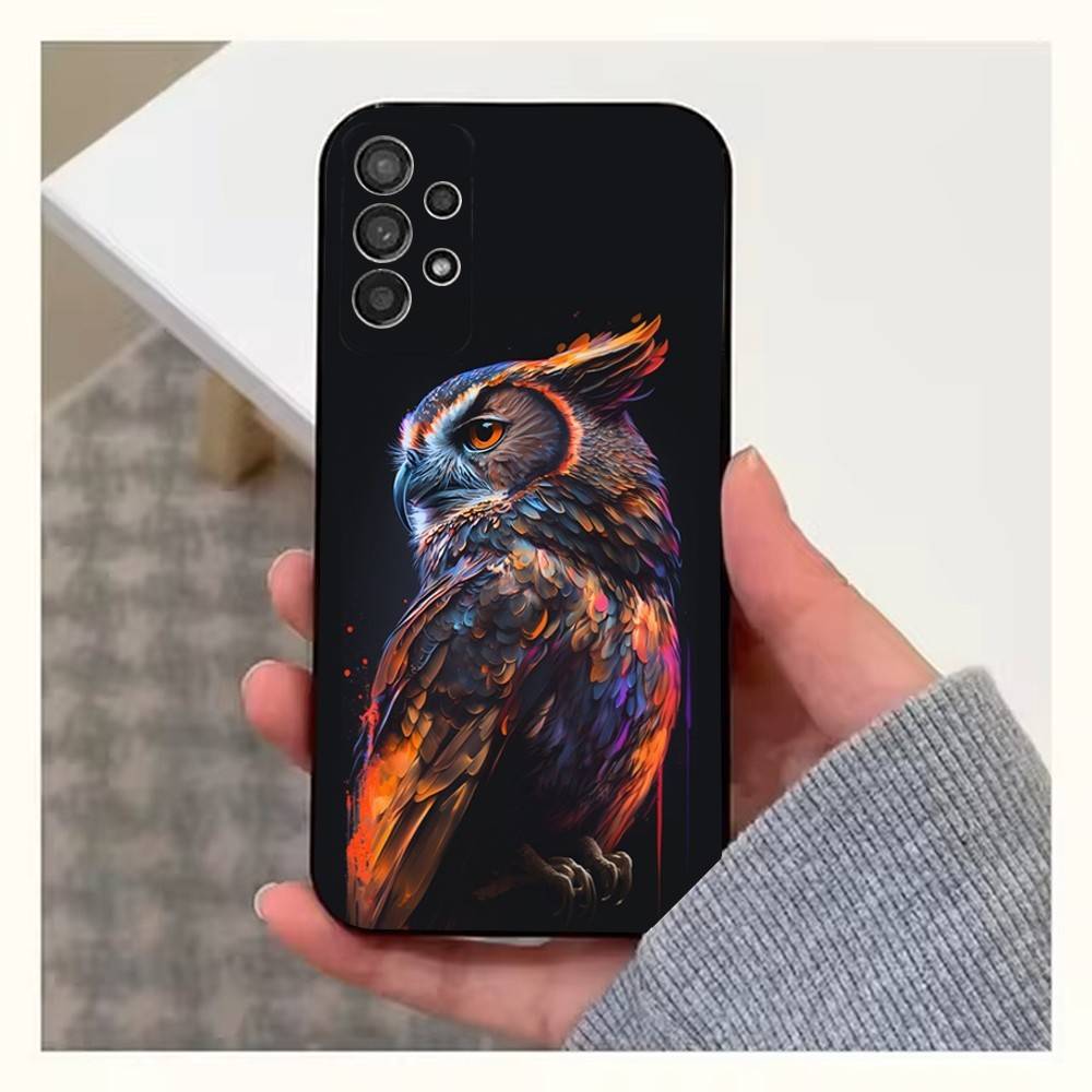 

Cute C-Colorful Owl B-Bird Phone For Samsung S22,Ultra,S25,S24,S23,FE,Plus,S21,S20,Lite,S10,S9,Soft Silicone Black SamsungS24plus