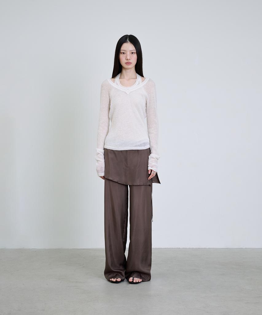 Deoaeteus Mohair Wool Sheer Layered Knit Set_Ivory