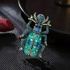 Men Women Enamel Scarab Brooch Fashion Insect Rhinestone Pin Beetle Badge Accessories