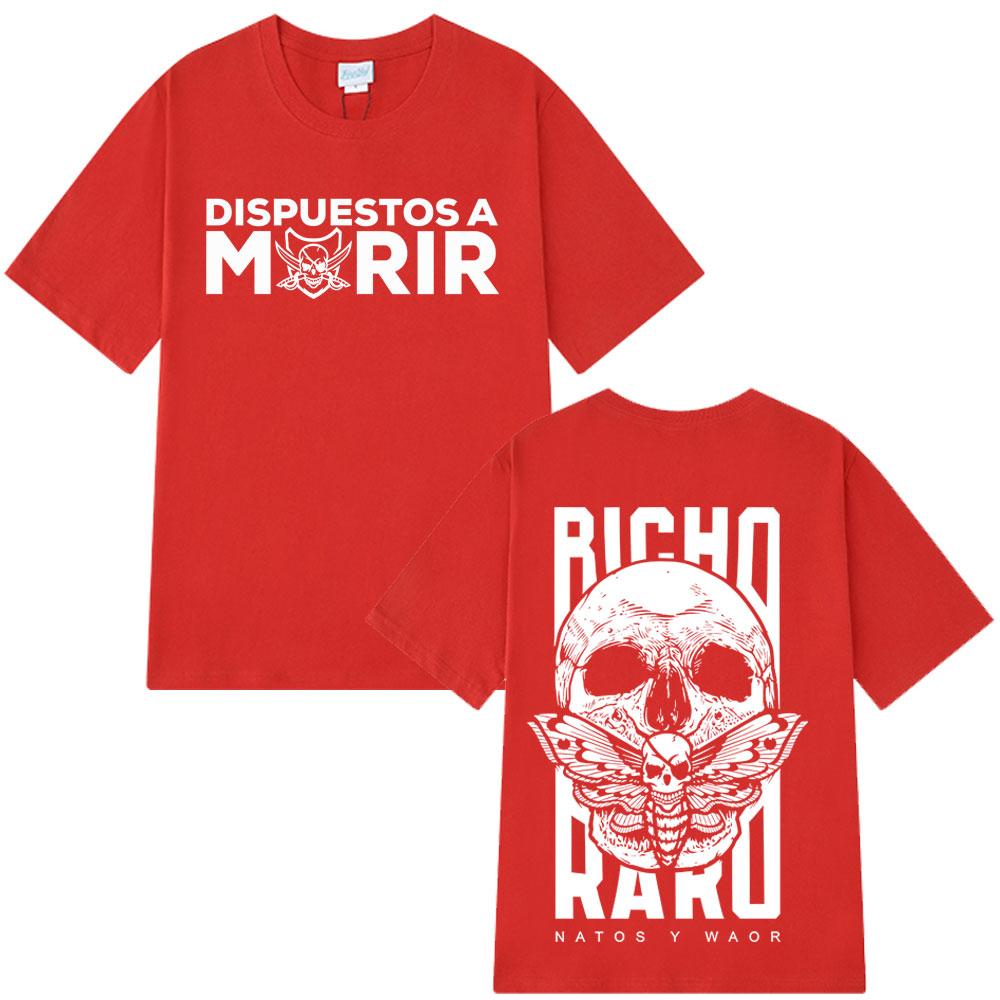 2025 Summer Rapper NATOS WAOR Bicho Raro Negra Skeleton Gothic Hiphop Men Women 100 Pure Cotton Printed Leisure Tshirt Y2k