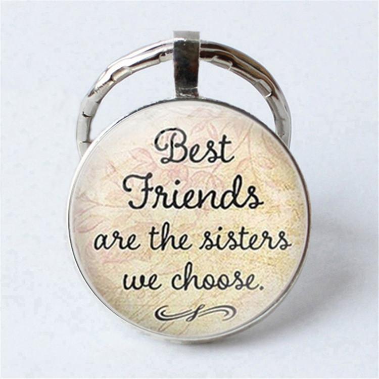 Keychain Accessories Pendant Floral Thanksgiving Text Good Friends Retro Personalized Keychain Gift Pendant