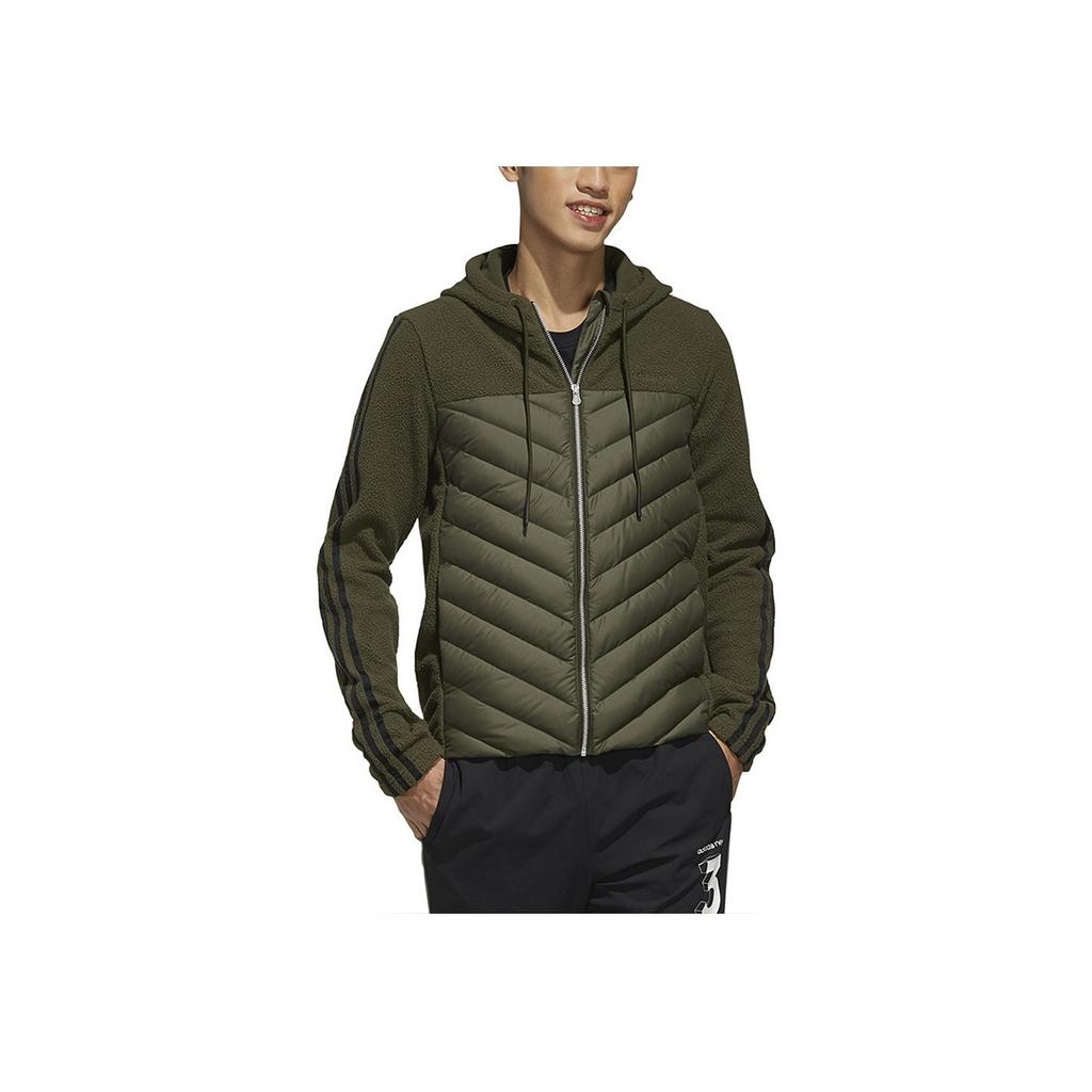 Adidas Neo Fleece-Lined Casual Sports Warm Down Jacket Men Outerwear Army-Green EI6284