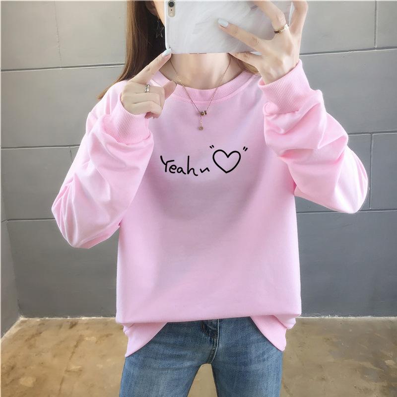 Autumn Light Sweatshirt Women, Printed Tops, Round-neck Plate-size Women's Coats