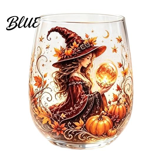 Creative Holiday Gift Fantasy Witch Glass Tea Cup Gothic Crystal Ball Pattern Tumbler for Themed Drinkware Wine Juice 320ml Vintage Halloween