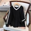 Plus Size Women's V-Neck Sweatshirt, Bust 150/160, Loose Slimming Fit, 200-350 Jin, Model 9106