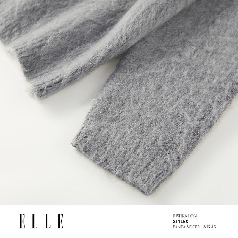 ELLE Women's Lambswool Mohair Jacquard Sweater