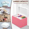 Wooden Pad and Tampon Holder 2-Compartment Countertop Storage Box with Hinged Lid Multi-role Bathroom Feminine Product Organizer