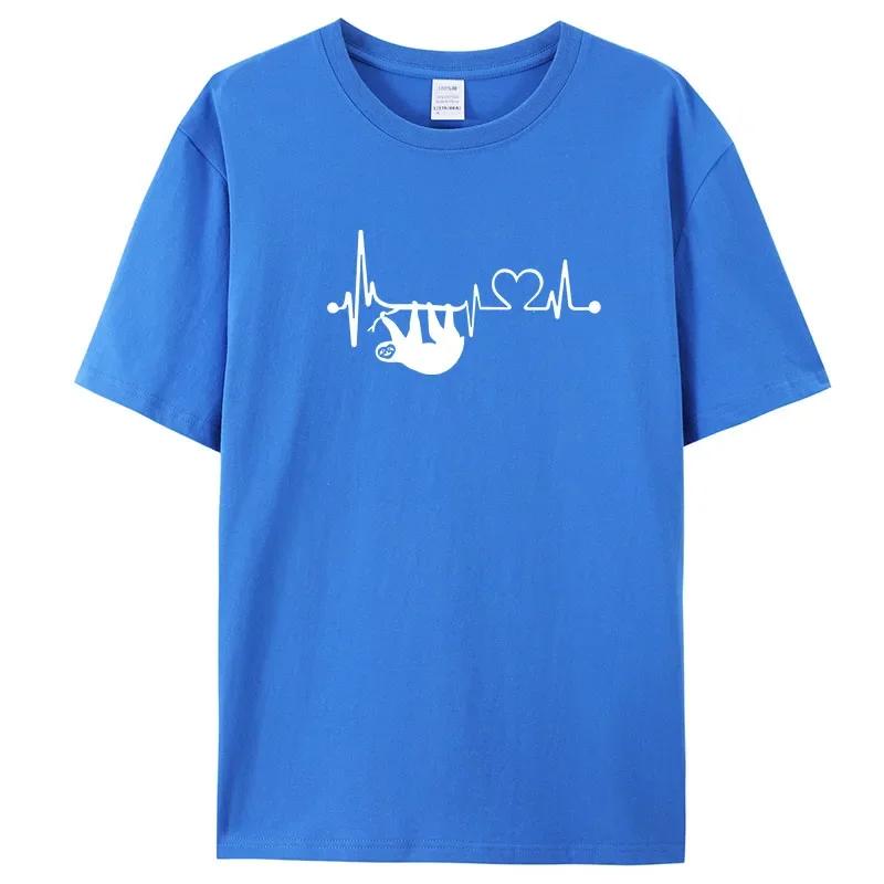 High Quality Cotton Oversized T-shirt Men's Fashion Loose Summer Women's Short Sleeved Top The Sloth Printed Top