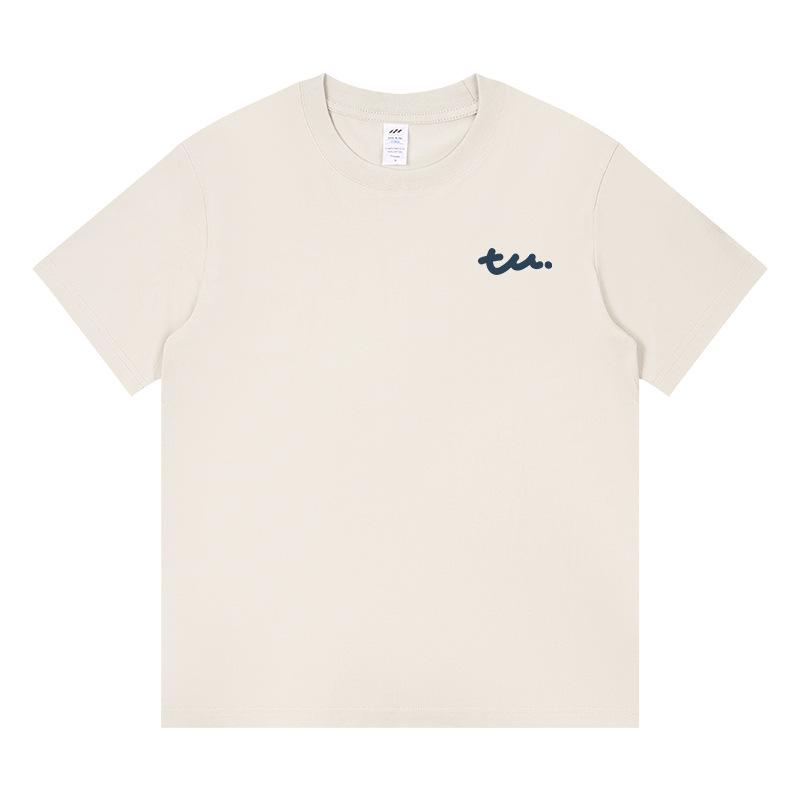Japanese Minimalist Women's TU Print Cotton T-Shirt - Loose Short Sleeve, Round Neck, Trendy and Versatile Summer Top