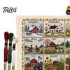 Twelve Month Decorative Wall Art 12-Month Cross Stitch Kit, DIY Four Seasons Embroidery Seasonal Monthly Kit Stamped Stitching Craft Set for