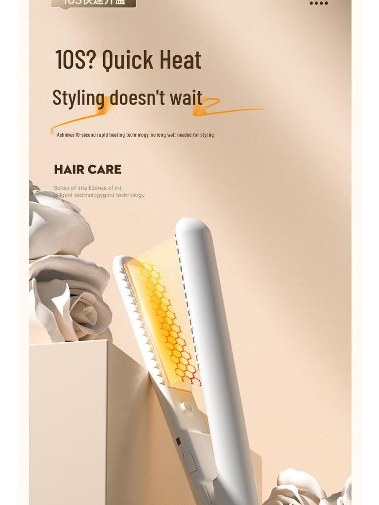 Compact USB Hair Straightener & Curler for Students – Dual Use for Straightening, Curling & Corn Perm In Dorms.