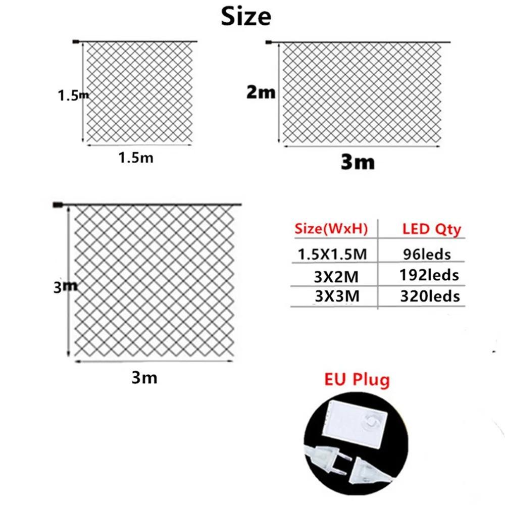 Netz LED Lichterkette 8 Modi 220V 110V EU Stecker Festival Weihnachtsdekoration Halloween Neujahr 2026 Hochzeitsfeier