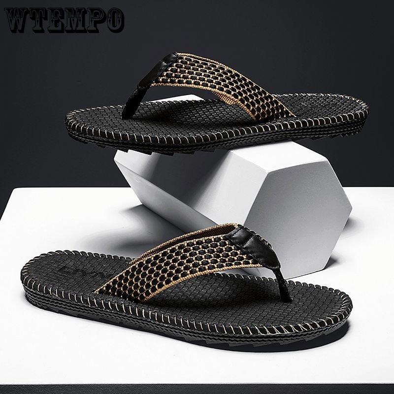WTEMPO Sommer Herren Flip-Flops Persönlichkeit Leichte Outdoor Weiche Sohlen Rutschen Rutschfeste Indoor Slipper Strandschuhe