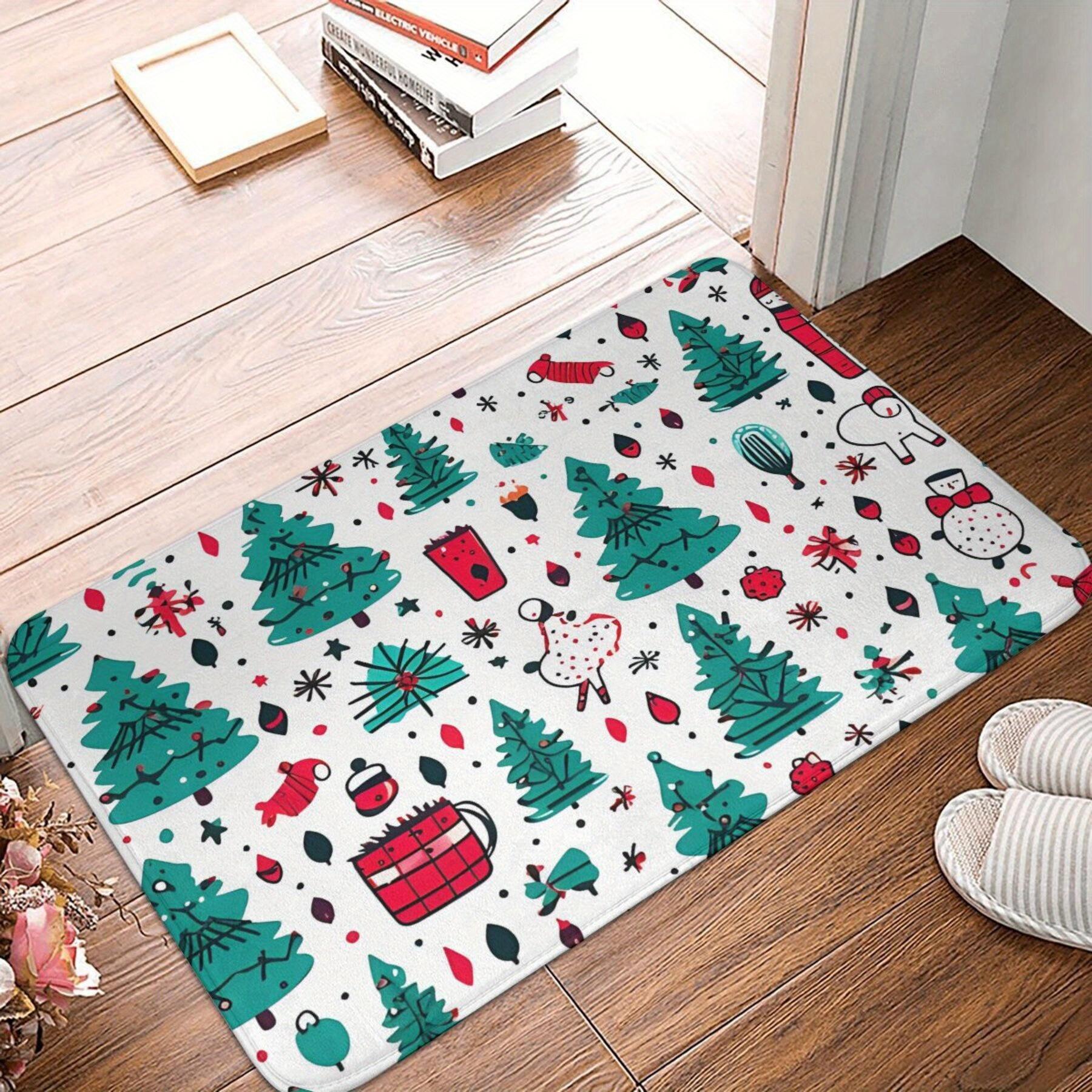

Christmas Joy Non-Slip Doormat- Festive Bell Pattern, Machine Washable Polyester Carpet, Home Decoration 40x60cm