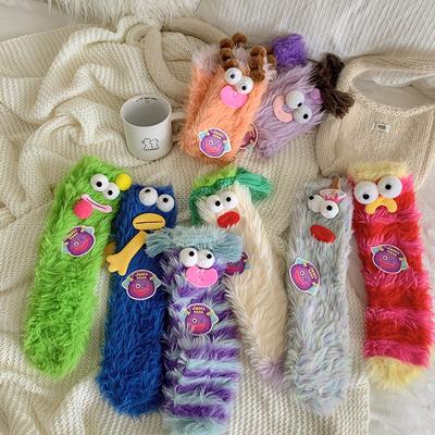 Ugly Cute Funny Coral Fleece Women'S Socks Xiaohongshu Thickened Thermal Tube Socks Floor Socks Home Socks