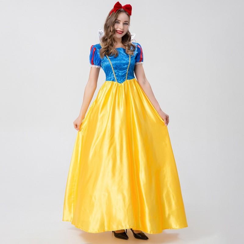 Elegant Long White Snow Princess Costume For Halloween Themed Events In Polyester Fabric