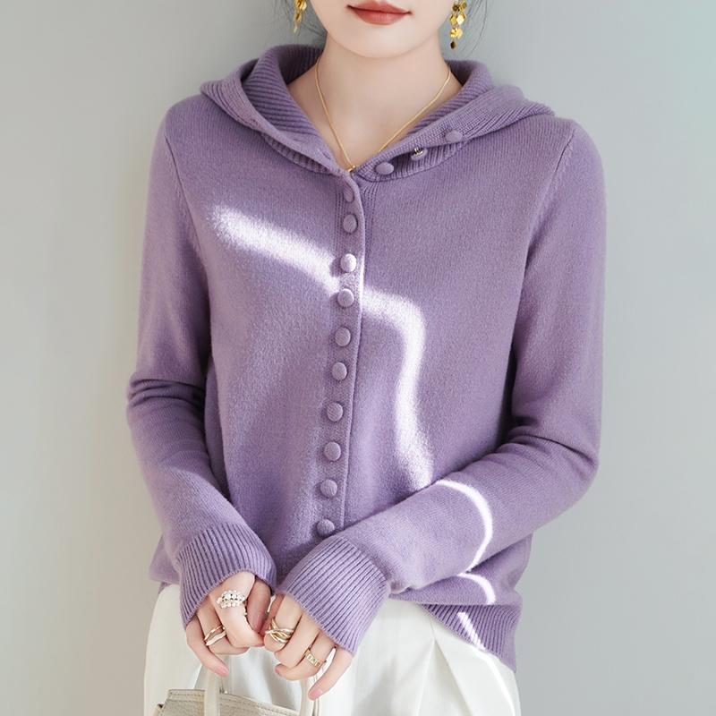 Women's Wool Sweater Qinghe Cashmere 50% Silk 50% Wool Autumn and Winter Wool Cardigan Soft and Warm