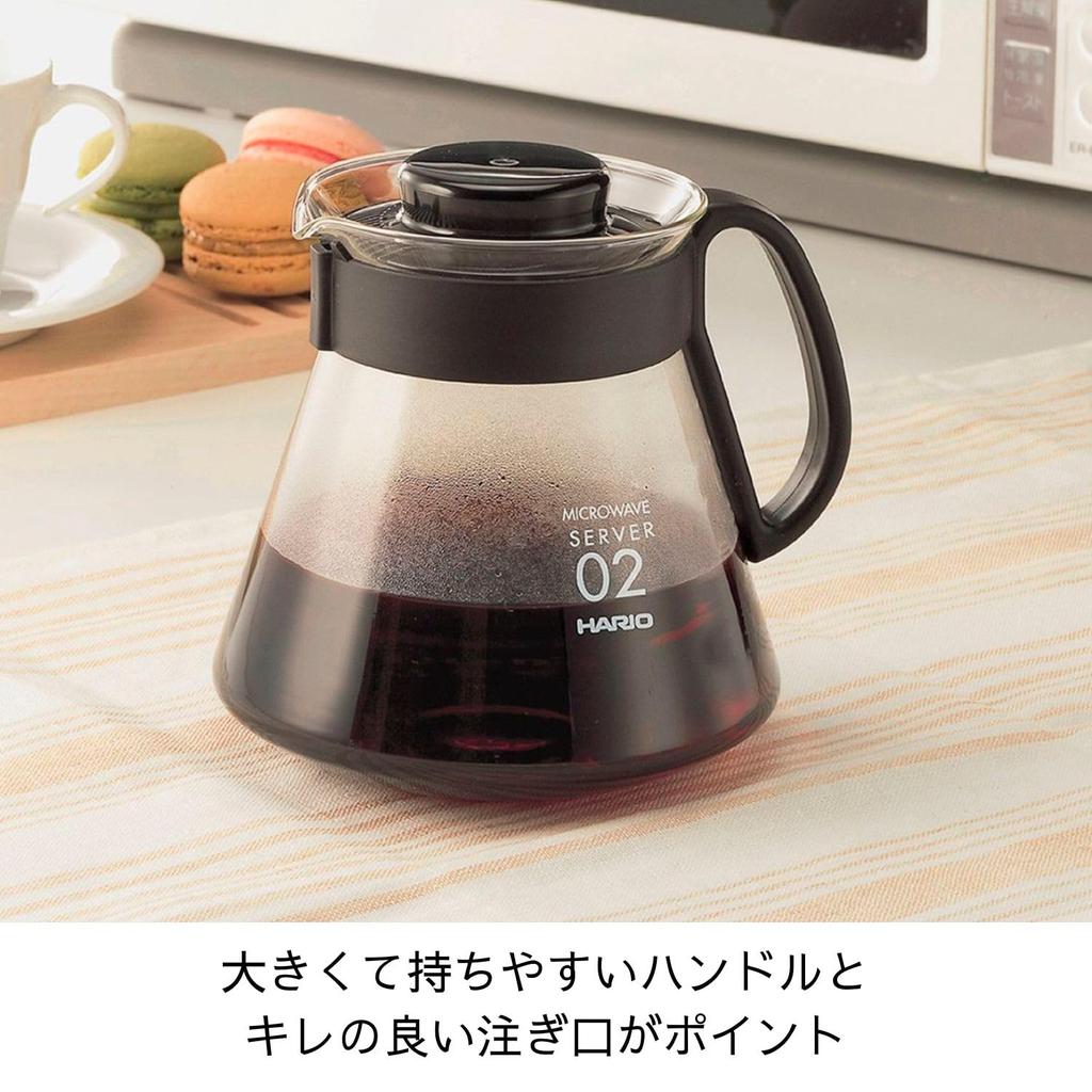 HARIO V60 Range 600ml Made in Server, (2-5 cups), Black, Heat-resistant Glass, Japan, XVD-60B