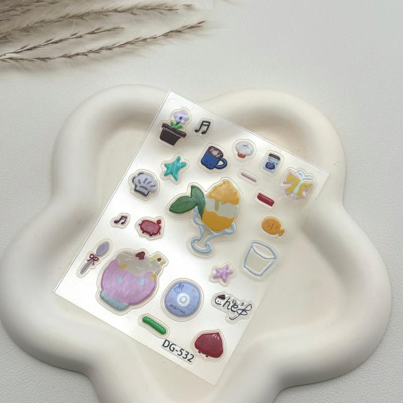 3D Single Sheet Epoxy Resin Decals Transparent with Cute Black Cat Jelly Relief Stickers for DIY Phone Cases and Laptop Decor