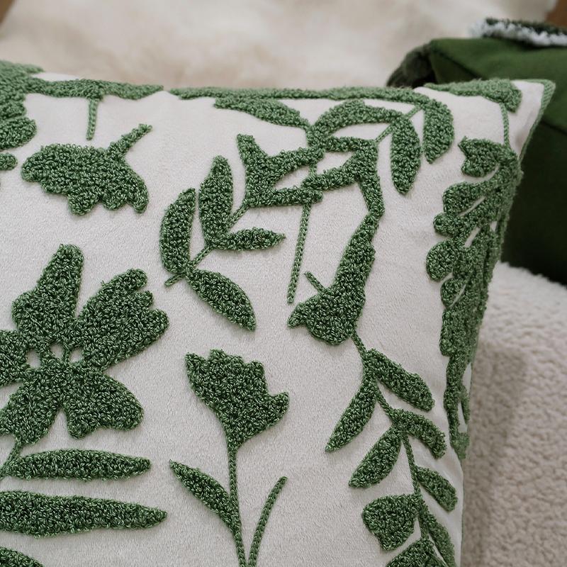 Green Cushion Cover Exquisite Embroidery Home Decoration Pillowcase 45x45cm Soft High-quality Plush Living Room Sofa Pillowcase