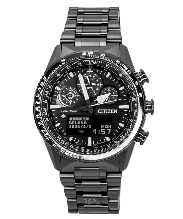Мужские часы Citizen Promaster Skyhawk U830 Хронограф Черный Циферблат Eco-Drive Дайверские JV2005-58E 200M чёрный