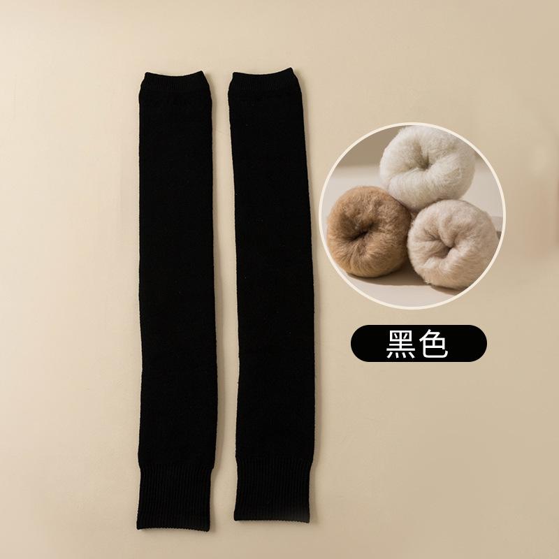 Cashmere Knee High Leg Warmers, Women s Thick Fleece Lined Over Knee Socks, Winter Thermal Thigh High Socks чёрный