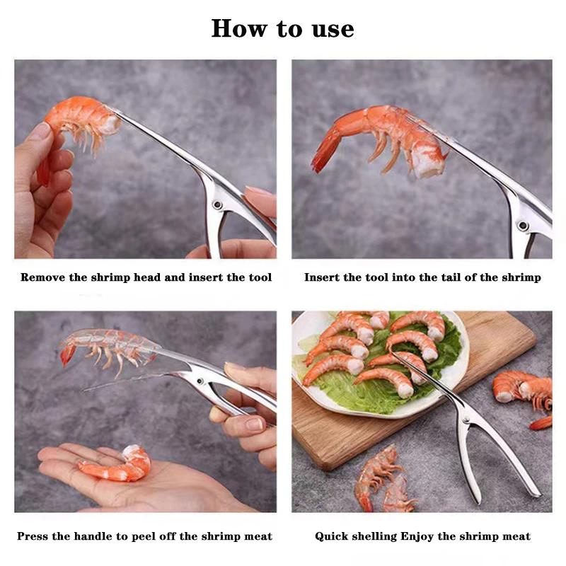 Shrimp Peeling Tool Multifunctional Fast Shrimp Peeler Stainless Steel Fish Knife Shrimp  Kitchen Shrimps Cutting Tools