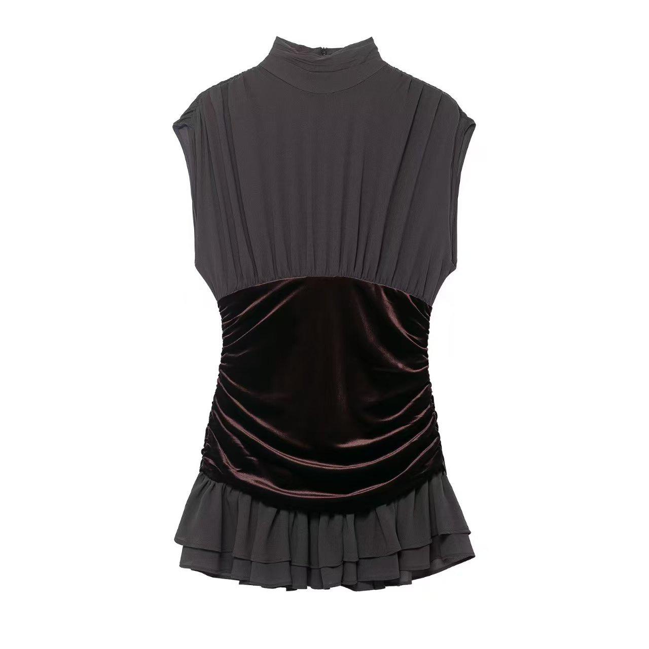 

Autumn Silk Mesh Patchwork Dress - Women s Waist-Cinching Fashionable Slimming Fit Extra Small