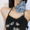 Exaggerated Flower Rope Necklace Eye catching Tie Up Floral Choker Chain Jewelry for Women Elegant Flower Necklace