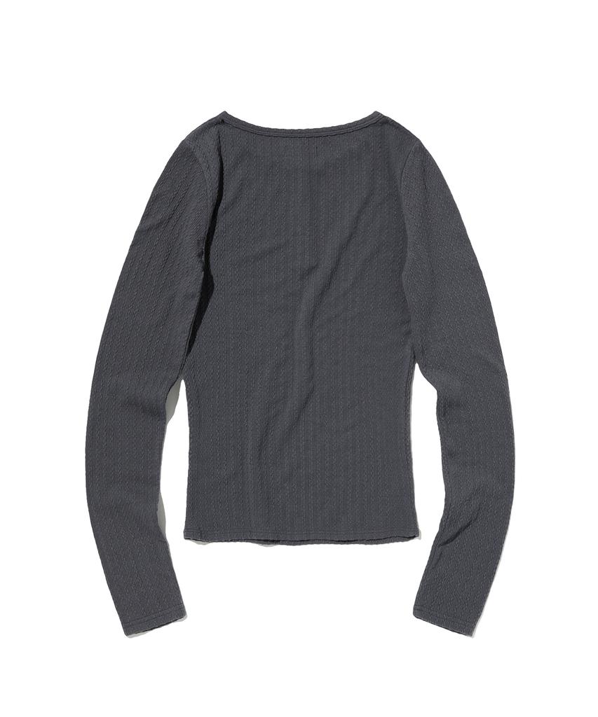 Seuweideu Cable Henley Neck [Charcoal Gray]